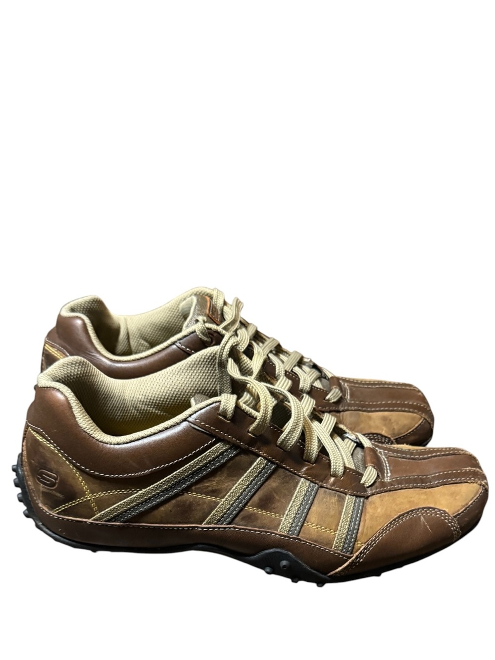Skechers City Walk Brown Leather Casual Lace-Up Sneakers Y2K Mens Size 10 - Picture 12 of 12
